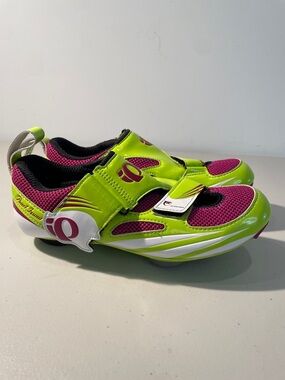 Pearl Izumi Women's Tri Fly IV Carbon Cycling Shoes Purple Green Size 8 (EU 40)